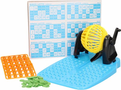 Bingo spel gekleurd/geel complete set nummers 1-90 - Bingospel - Bingo spellen - Bingomolen met bingokaarten - Bingo spelen
