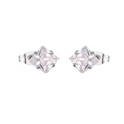 Aramat Jewels | Oorbellen | Zilverkleurige Vierkante zirkonia Oorbellen | 4mm | | | Staal | Kinderen, Volwassenen | Verkleurd niet