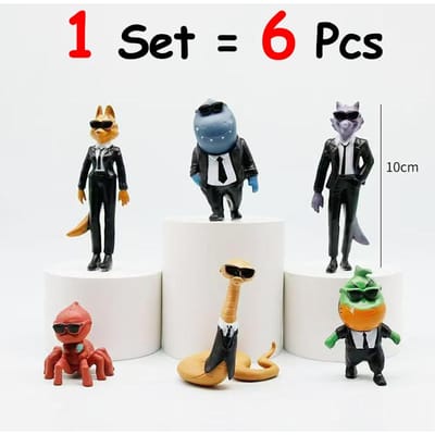 6-delige set The Bad Guys 2 Actiefiguren Anime Model Speelgoed Model Ornamenten Verzameling Kamer Decoratie Speelgoedpop Kind Kerstcadeaus black