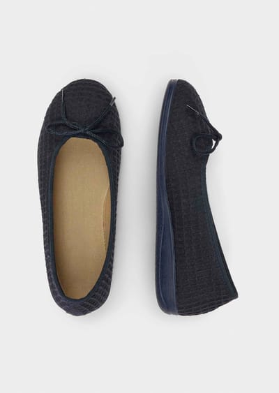 Ballerinapantoffels van katoen - donkerblauw - Gr. 36 van Goldner Fashion