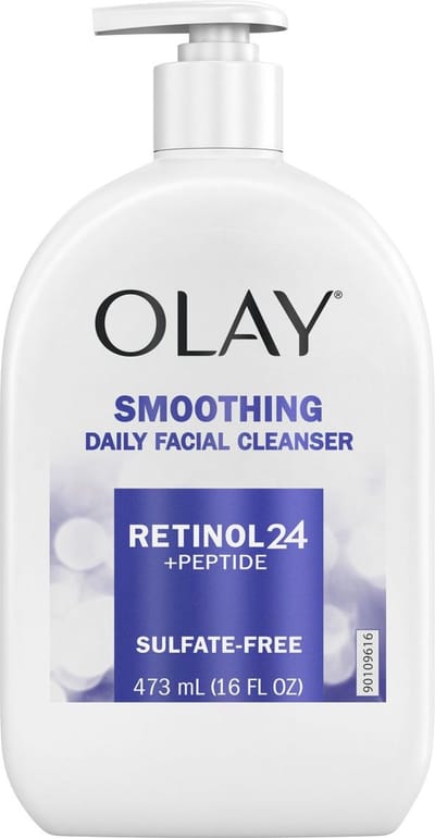 Olay Daily Face Cleanser - Retinol 24 + Peptides & Glycerin - Smoothing, Nourishing and Hydrating - Sulfate-Free Face Wash 16oz