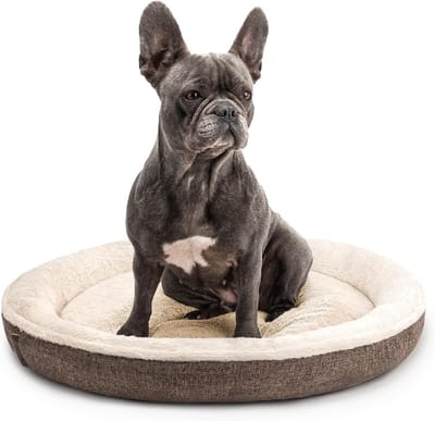 Famanu – Hondenmandje rond in donutvorm -65 cm -huisdierenkussen voor honden katten met wasbare hoes anti-slip noppen -knus hondenbed