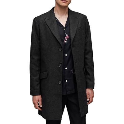 AllSaints Manfred Coat Black Size: S | Single Breasted Coats Outlet | Heren | Zwart