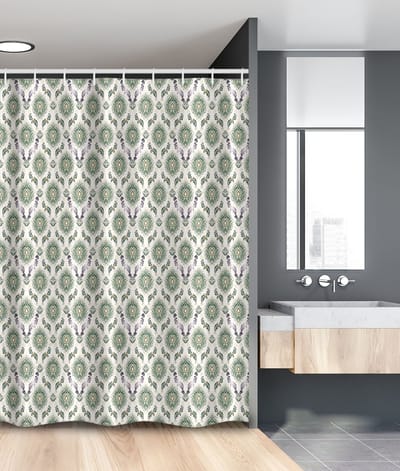 New Bed, Oriënt Damast Groen Paisley Douchegordijn Badkamer Decor Set met Haakjes, 120 cm B 180 cm L
