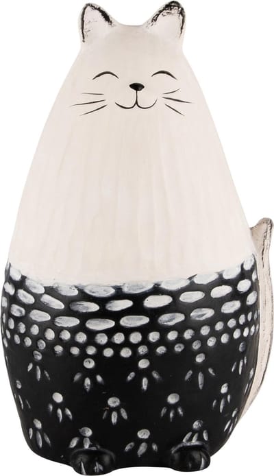 Dekoratief | Poes 'Katty', wit/zwart, TC, 13x10x22cm | A240955