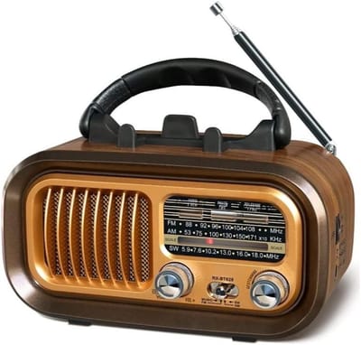 GTB® Transistor Radio Op Batterijen - Transistor Radio - Transistor Radio met Netvoeding - Goud - 18cm x 11cm x 10cm