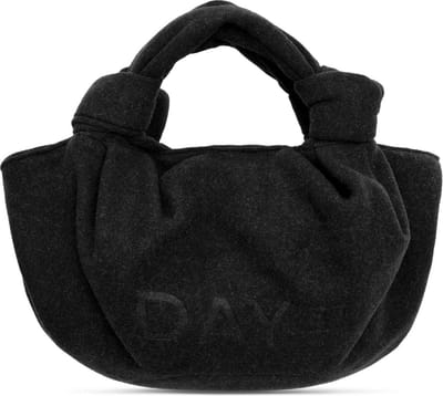 DAY ET Handtas Woolen Knotty Pouch Dark Grey Melange Zwart