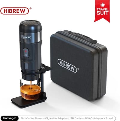 HiBREW Draagbare Espresso Machine - 12V - Voor Auto, Camping & Thuis - Compatibel met Nespresso®, Dolce Gusto® Capsules en Gemalen Koffie