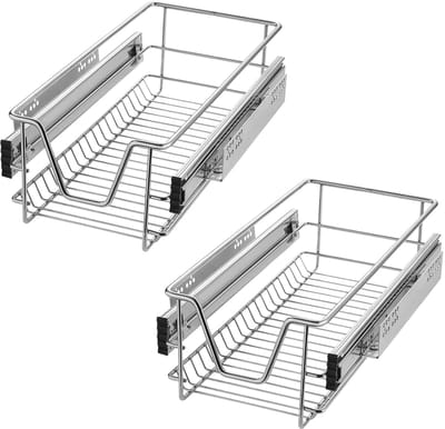 2 Stuks Keukenlade Telescopische Uitklapbare Lade Keukenkast Organiser Om Uit Te Trekken Manduitgang Met Geleiderails Kastuitgang Voor 27cm Binnenbreedte/30cm Buitenbreedte Kast NAIZY