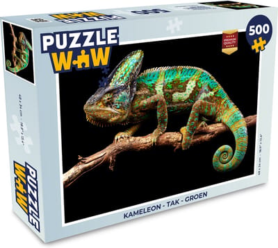 Puzzel Kameleon - Tak - Groen - Legpuzzel - Puzzel 500 stukjes