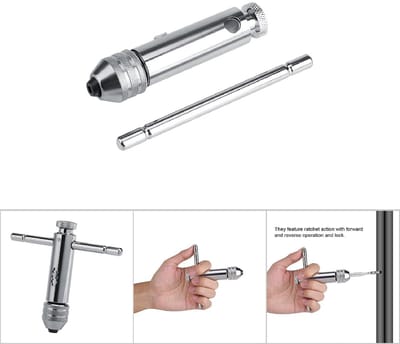 Dailygoods- Tap Sleutel Professionele Kwaliteit - Verstelbare T-Bar Handvat - Ratelwerking - Roestbestendig Gelegeerd Staal - Voor Tap & Die Set - Ideaal voor Krappe Ruimtes - Ratelsleutel