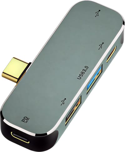 USB-C Type-C Multifunctionele Hub en Adapter voor Laptop en PC met Meerdere Aansluitingen voor Beeld, Data, Audio en Opladen – 1 USB 3.0 – Compacte Extender voor Werk, Studie en Dagelijks Gebruik