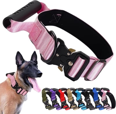Tactische Hondenhalsband met Handvat - Stevig Nylon Halsband met Snelsluiting Metalen Gesp - Verstelbaar Militair Halsband voor Grote Honden Training
