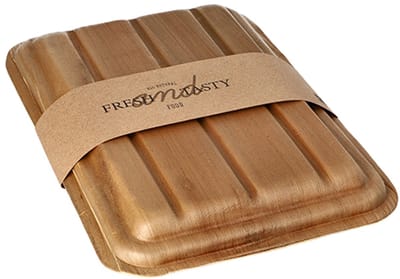 10 Dienbladen, palmblad pure hoekig 500 ml 6,5 cm x 17,5 cm x 25,5 cm met deksel en sleeve