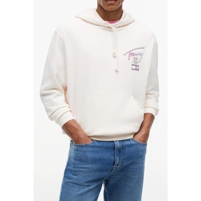 Tommy Hilfiger Relaxed Signature Hoodie Ancient White Größe: S | Kaputzenpullis Outlet | Herren | Weiß