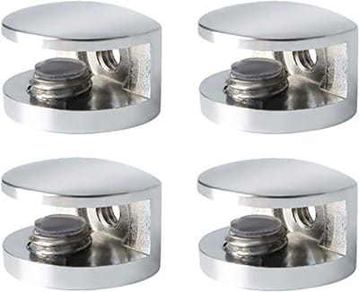 Verstelbare Glashouders voor 5-8MM Dikke Glasplaten, Wandmontage, Verchroomd Zinklegering, Set van 4 Stuks