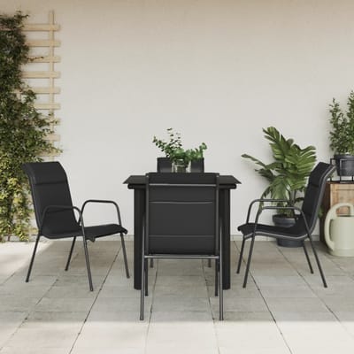 vidaXL - 5-delige - Tuinset - textileen - en - staal - zwart
