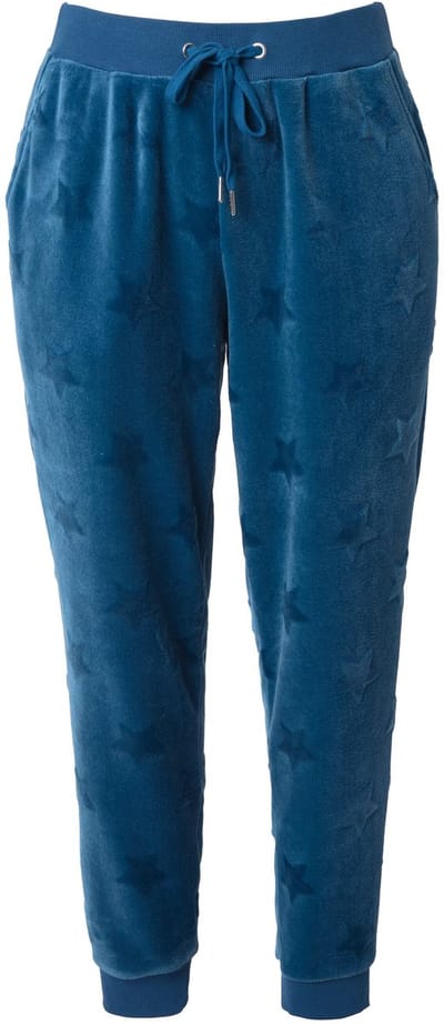 Ulla Popken - Dames - homewear broek structuur en sterren elastische band - Petrol - Maat 42+