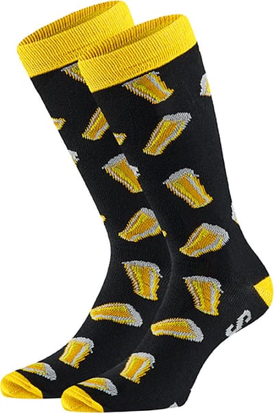 Apollo - Bier sokken giftbox - Geel - Maat 42/47 - Geschenkdoos - Cadeaudoos - Giftbox mannen - Beer socks - Bier sokken heren