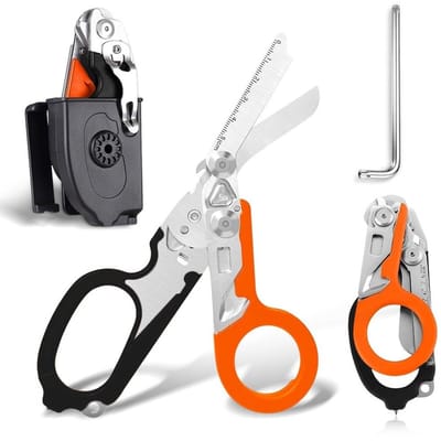 MTTProducts - Rescue Scissors - Multifunctionele Schaar - Compact en Duurzaam - Oranje - Trauma Schaar - Geschikt voor Hulpdiensten - 6 in 1 Tool