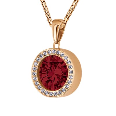 Quiges 12mm Mini Munt Hanger Rosé Goudkleurig met Zirkonia RVS Glans met Zirkonia Donker Rood Munt en Ketting Ankerketting 42-46cm - SLSHS424
