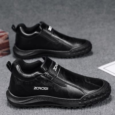 Herenschoenen Lente Nieuwe Rits Sport en Casual Leren Schoenen Luie Mensen Pedaal Antislip Slijtvast Arbeidsbestendige Schoenen 44 gray