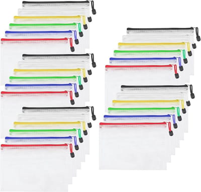 30 Stuks A5 Mesh Documentenmap in 6 Kleuren, Kleurige Plastic Zipper Tas voor Bestanden, Kantoorbenodigdheden en Organisatie