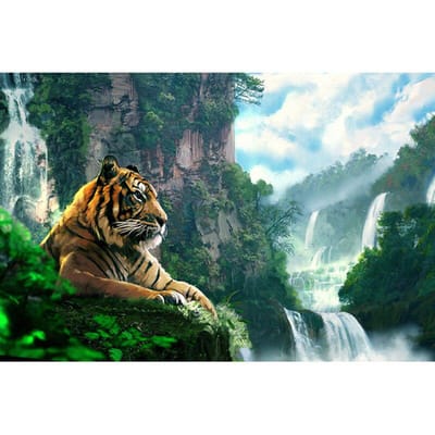5D DIY diamant schilderij dieren tijger diamant borduurwerk groene berg waterval home decor cadeau 20X30CM
