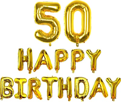 Fienosa Ballonnen 50 Jaar - Happy Birthday Slinger - Goud