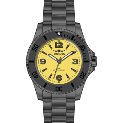 Invicta Specialty 69713 Herenhorloge - Quartz Uurwerk - Roestvrij Staal met Gele Wijzerplaat - 40 mm