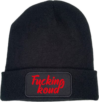 Fucking koud (cursief) wintermuts zwart | rood - soBAD. | Wintersport | Après ski verkleedkleren | Unisex | Heren en Dames Beanie