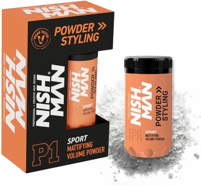 Nishman Powder Hair Styling Wax Sport, mat volume en textuur voor heren 20g