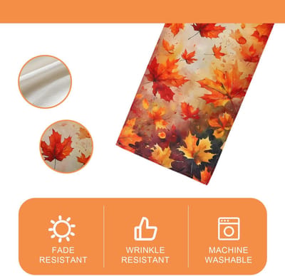 Dailygoods- Tafelloper Herfstblad 33x183cm - Vlas - Kleurvast - Kreukvrij - Keukendecoratie - Ideaal voor Feestdagen - Tafelkleed