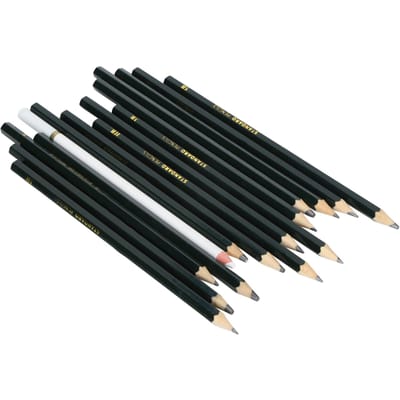 Set de 15 crayons à croquis Boîte de crayons à dessin Crayons fusain d'art pour les amateurs de peinture et les étudiants en art black