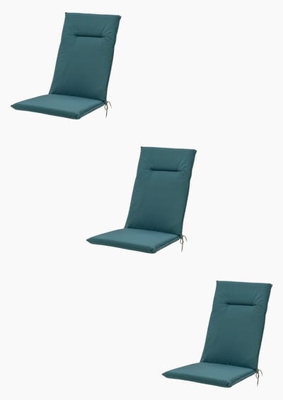 Madison - Tuinkussens - Hoge Rug - 3 st - Eco Aegon Blue - 123x50cm - Blauw - Met lint