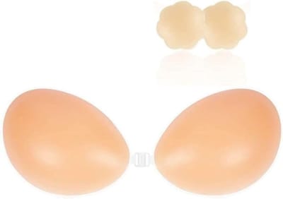 Tepelpads, plakbeha, rugvrij, push-up-plakbeha, grote borst, tepelafdekkingen, onzichtbaar, tepelbedekking geschikt voor avondjurk, bruidsjurk, badpak en rugvrij, sticky beha met 2 stuks tepelpads，B