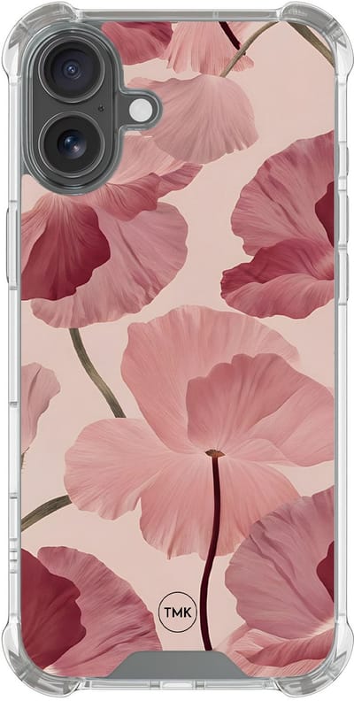 Shockproof hoesje geschikt voor Apple iPhone 17 - Vintage blossom - Schokbestendig - Verhoogde randen - TPU case - Extra Sterke Back Cover - Bloemen - Transparant, Roze
