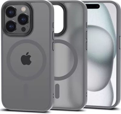 Musthavz Hoesje Geschikt voor iPhone 15 Pro Max Hoesje Siliconen - Musthavz Backcover met MagSafe - Titanium Naturel