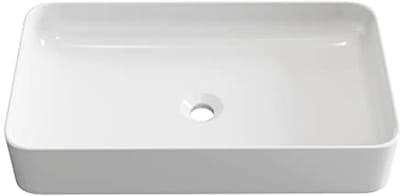 Witte rechthoekige keramische wastafel zonder kraangat - 62,5 x 35,5 x 11,5 cm