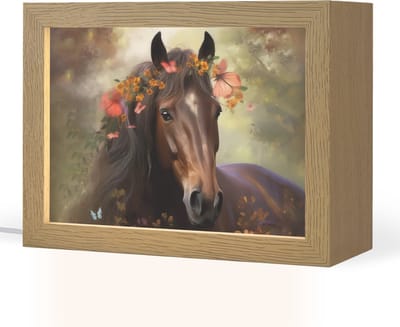 Nachtlampje 20x15 cm - Kinder lampje - Paard - Dieren - Bloemen - Bos - Vlinder - Tafellamp kinderkamer - Slaapkamer lamp - Bedlamp kinderen - Kinderlampje stopcontact - Wandlamp babykamer - Nachtlampjes