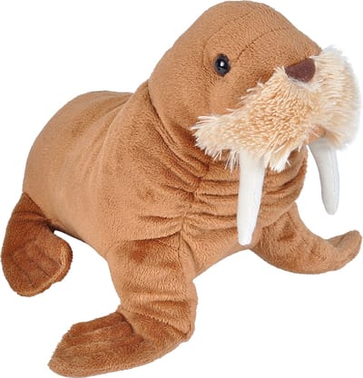 Wild Republic Pluche walrus knuffel bruin 27 cm - zacht - knuffeldier - speelgoed kinderen