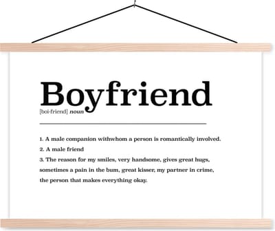 Posterhanger incl. Poster 90x60 cm - Schoolplaat - Woordenboek - Vriend - Quotes - Vriend definitie - Spreuken - Textielposter - Blanke latten