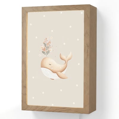 Wandlamp 20x30 cm - Oplaadbaar - Walvis - Minimalistisch - Bloemen - Stippen - Wandlampen binnen woonkamer - Slaapkamer lamp met kabel - Decoratieve nachtlamp - Vloerlamp snoer
