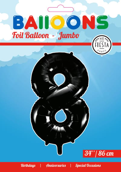 Folieballon 34" nmr. 8 - Zwart