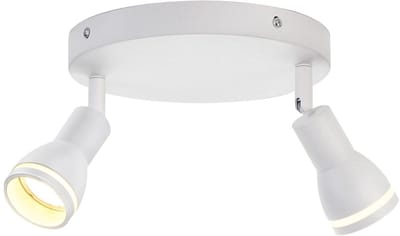 NETTLIFE Opbouwspot GU10 - L 20cm - wit - 2-Lichts - Moderne Plafondlamp - 355° draaibaar Plafondspot - creatief ontwerp Lampkap - voor Slaafkamer | Kantoor | Woonkamer - Max.25W-excl. lichtbron