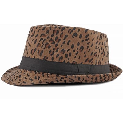 Herfst Winter Damesmode Hoge Hoed Sexy Mode Jazz Hoed Britse Retro Gentleman Hoed Mannen Luipaard Dierlijke Fedoras Top Feest Hoed bruin