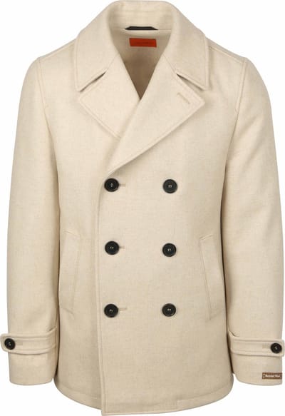 Suitable Coat Caban Wol Blend Ecru - Maat 50 - Heren - Tussenjas