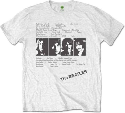 The Beatles - White Album Tracks Heren T-shirt - S - Wit