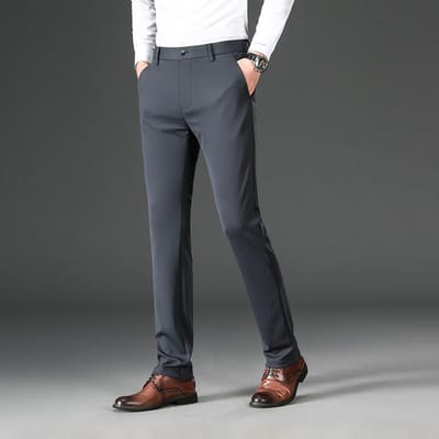 Zwarte Strijkvrije Rechte Pijp Heren Casual Broek Slim Herfst Winter Verdikt Zakelijke Heren Pakbroek Heren Kledingbroek 40 gray