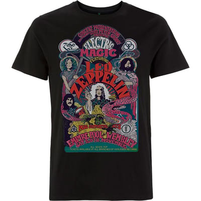 T-shirt Électrique Magique Led Zeppelin Unisexe Adulte Pleine Couleur XL noir